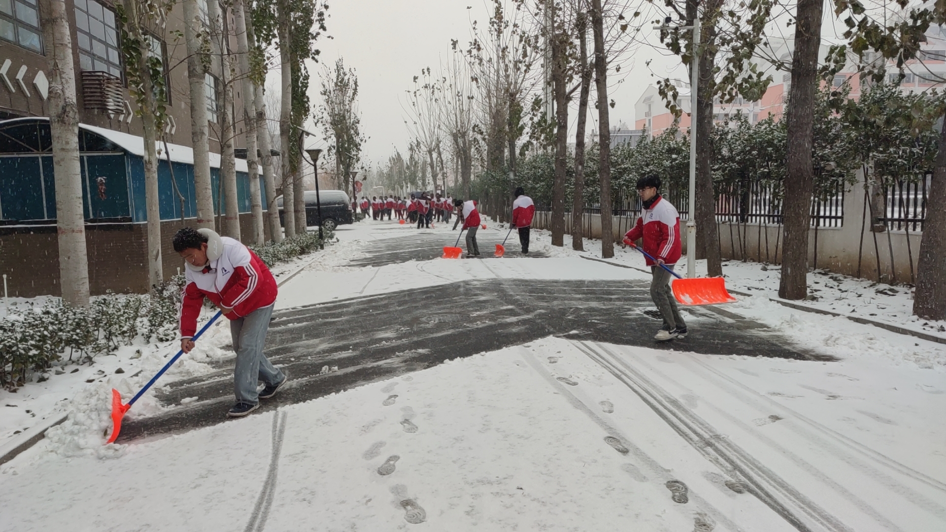 記邯鄲北方職業(yè)教育學校雪后除冰行動