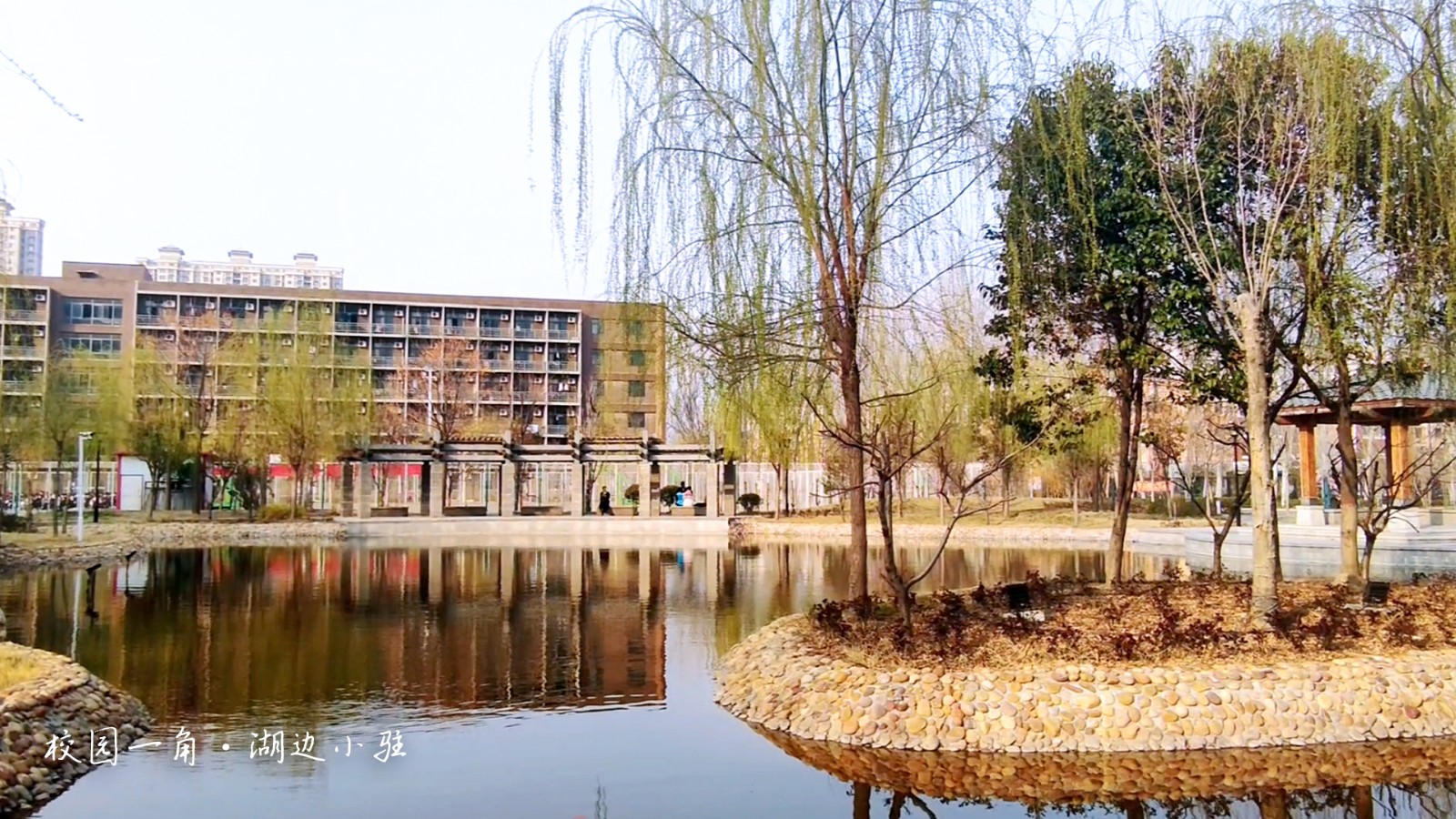 3月份的北方學(xué)校校園一角